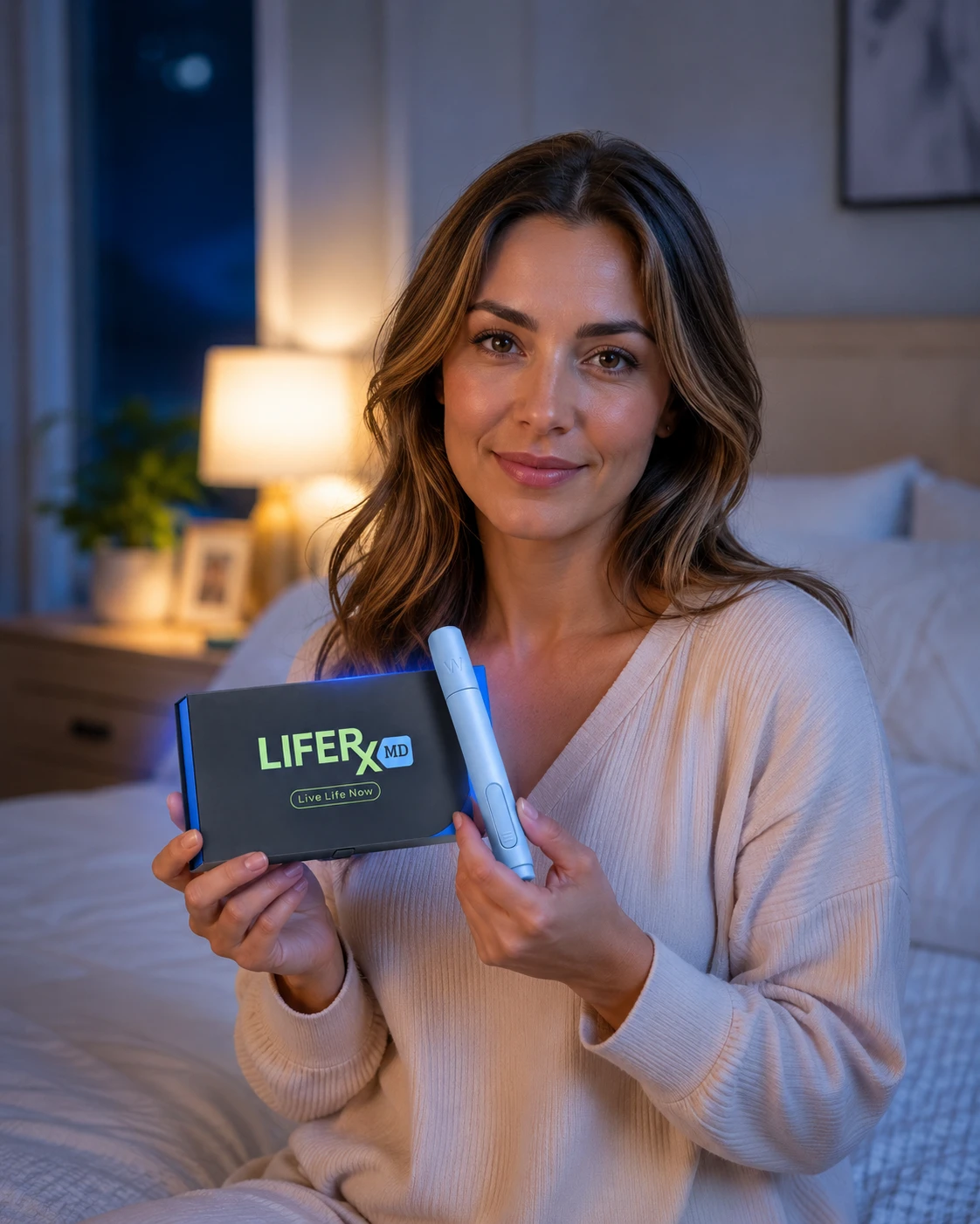 Woman relaxed at home after Methylene Blue wellness treatment